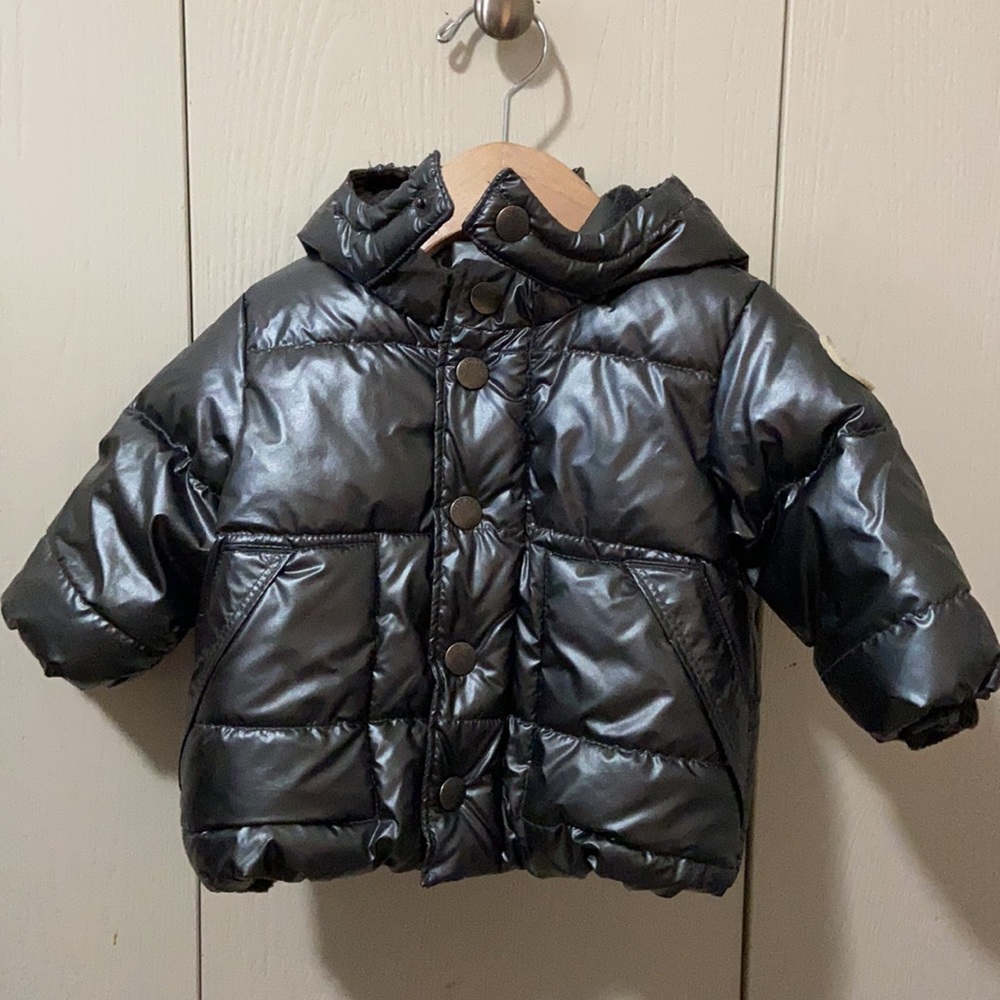 GAP Metallic Silver-Grey Puffer Coat